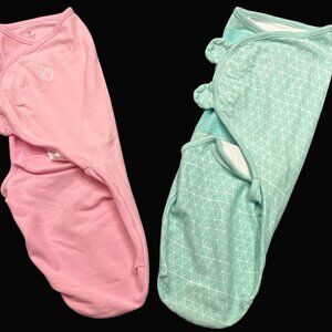 Baby Girl Large 3-6 Months Pink Cotton SwaddleMe Wearable Blanket Wrap 2pc LOT